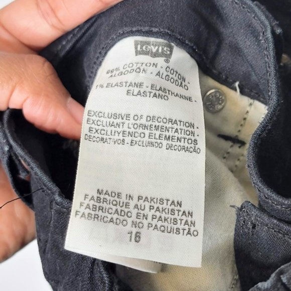 Levi's 512 '02 Perfectly Slimming Black Elastic Waist Beaded Skinny Jeans SZ 16 - Picture 5 of 10